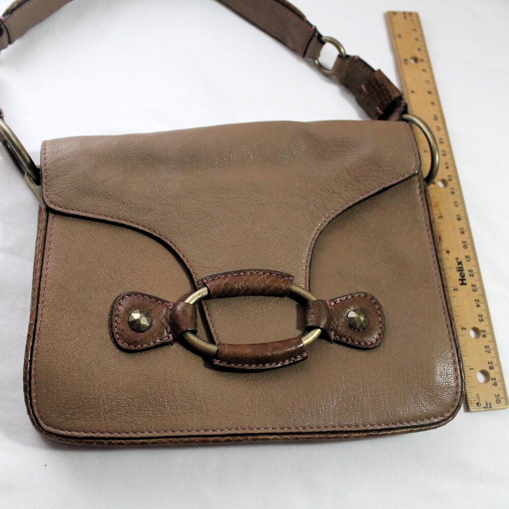 Ellen Tracy Brown Goat Leather Handbag / Shoulder Bag - Picture 3 of 8
